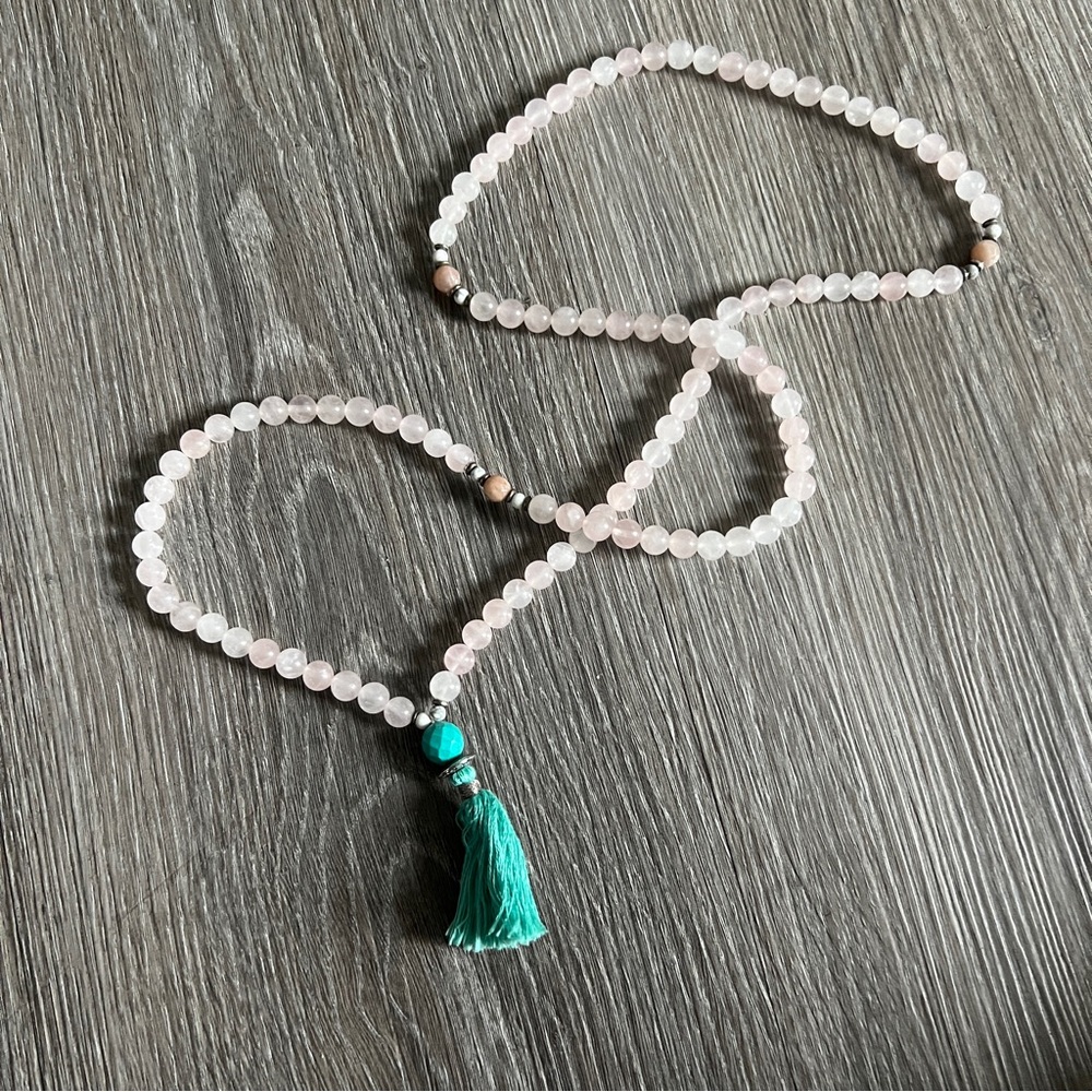 Elegant Beaded Necklace with Turquoise Tassel